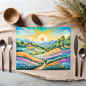 raxxa Premium-Tischset: Summer Hillside with Lavender and Flower Fields