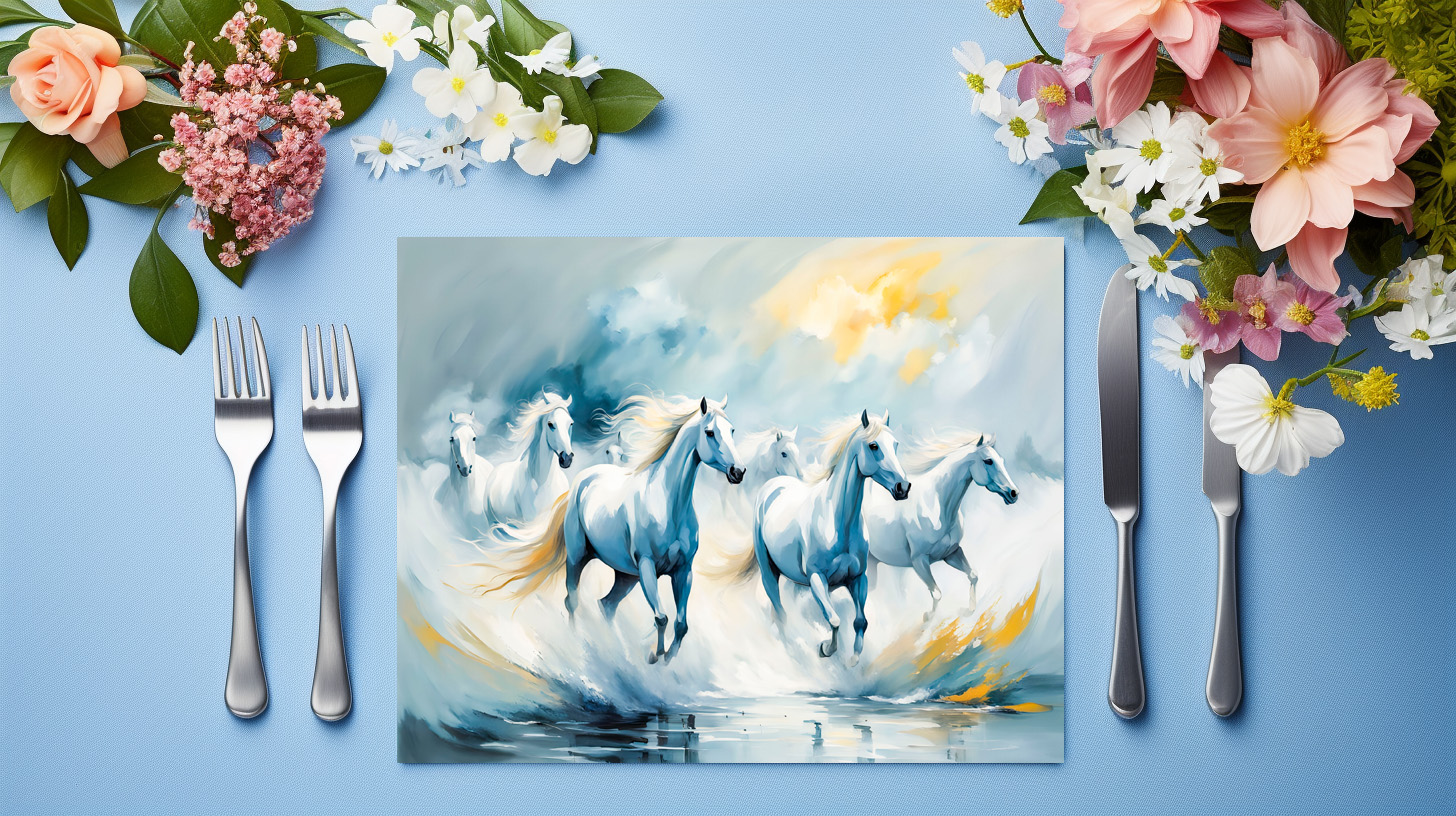 raxxa Premium-Tischset: Large Group of White Horses Running Through Sea - immagine 3