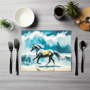 raxxa Premium-Tischset: Wild Horse Running Along the Shore