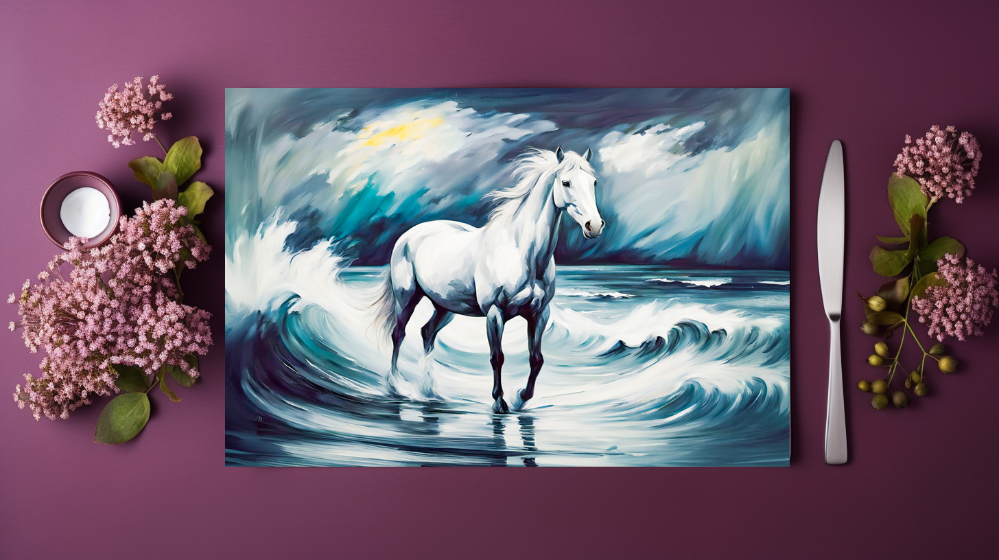 raxxa Premium-Tischset: White Horse in a Stormy Sea – Image 3