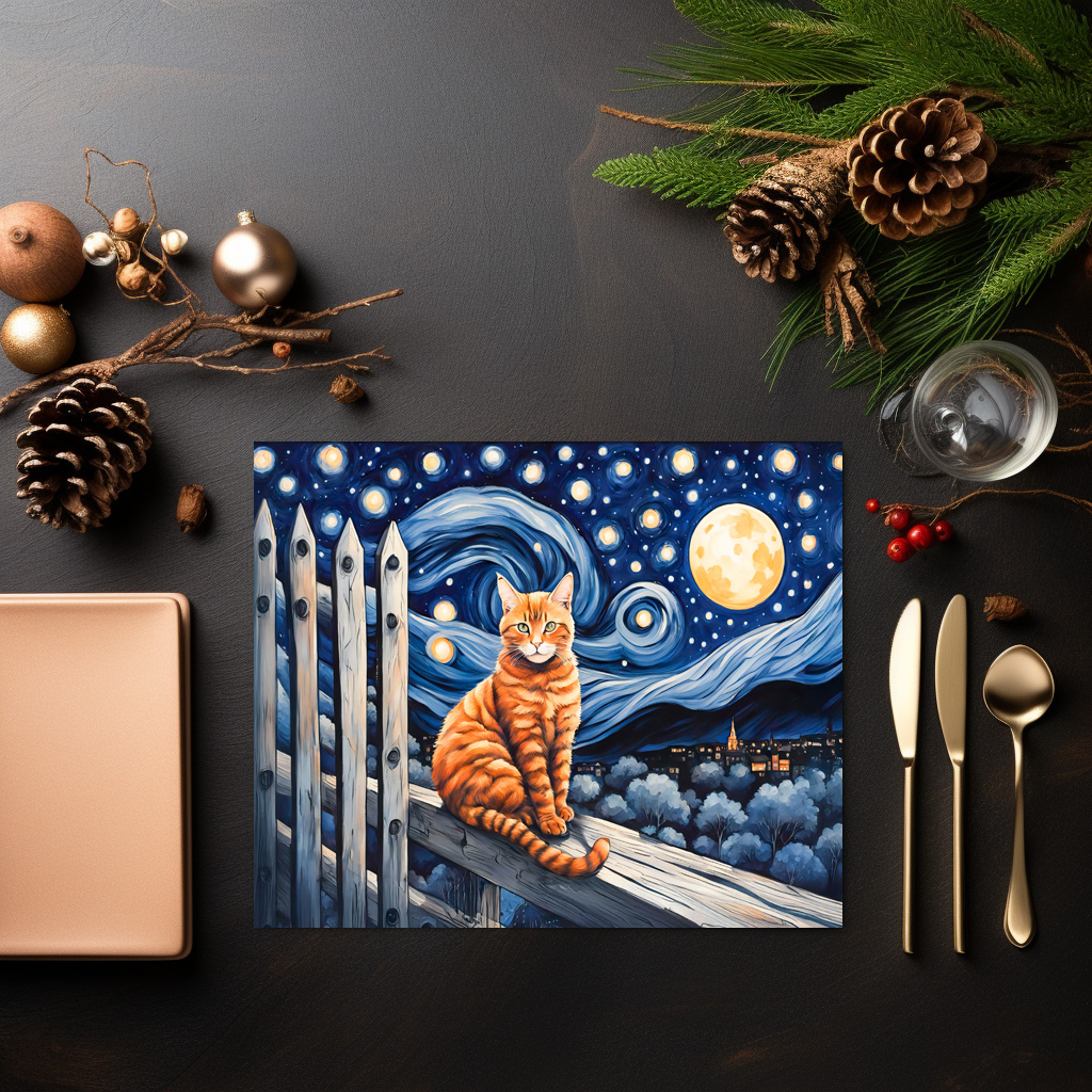 raxxa Premium-Tischset: Cat Under Starry Night Watercolor - Imagen 2