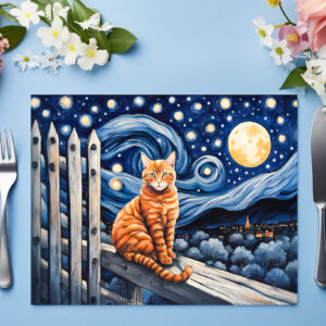 raxxa Premium-Tischset: Cat Under Starry Night Watercolor