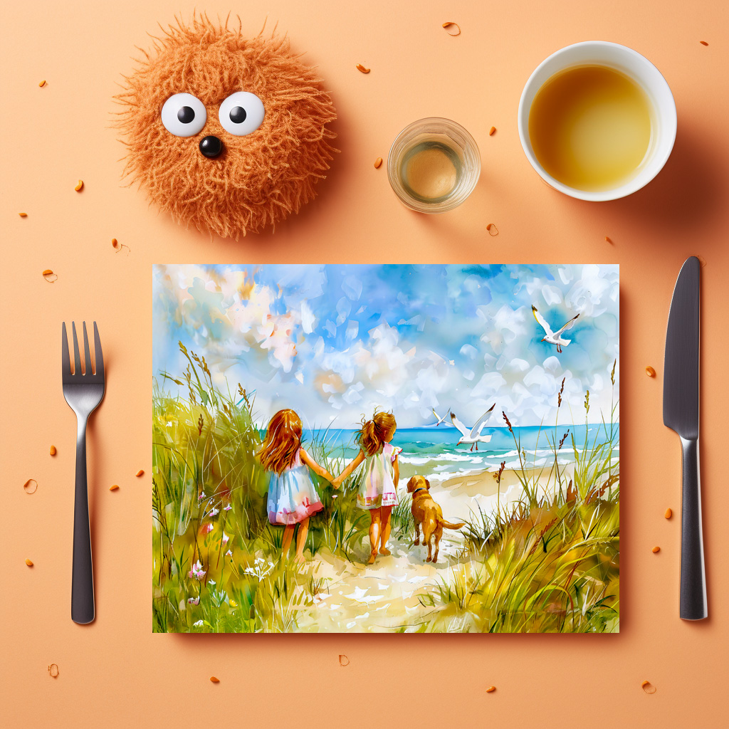 raxxa Premium-Tischset: Summer Beach Day with Girls and Dog - immagine 2