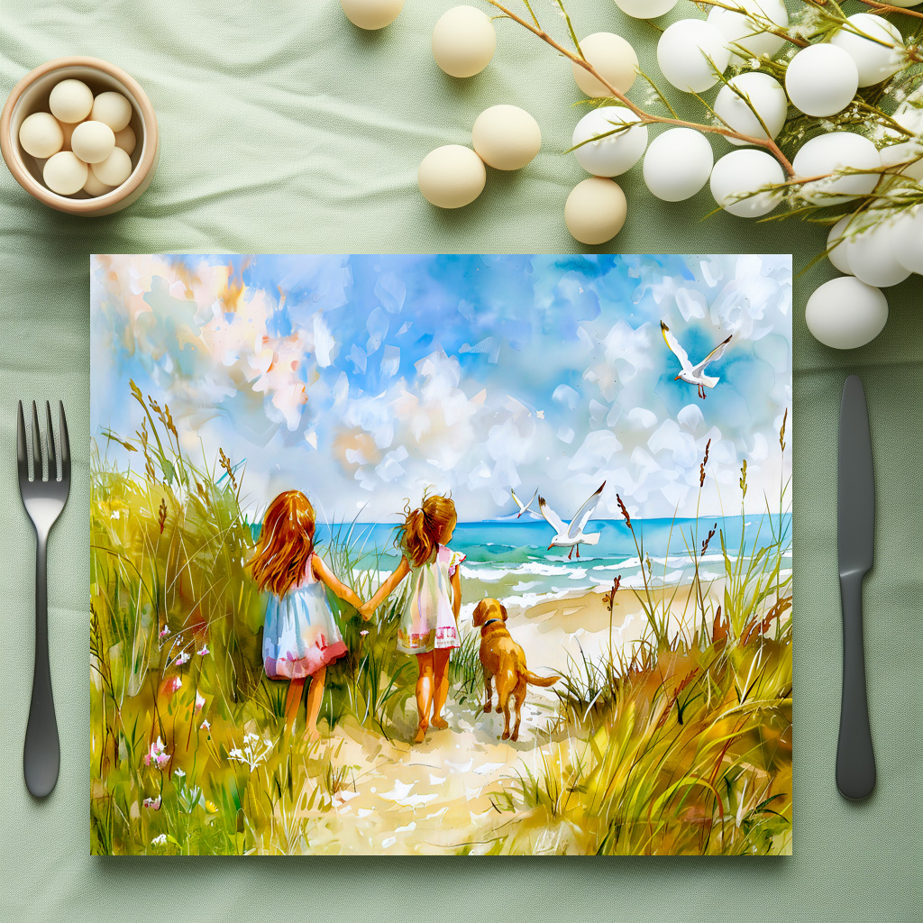 raxxa Premium-Tischset: Summer Beach Day with Girls and Dog - immagine 3