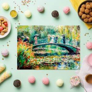 raxxa Premium-Tischset: People on garden bridge with water lilies