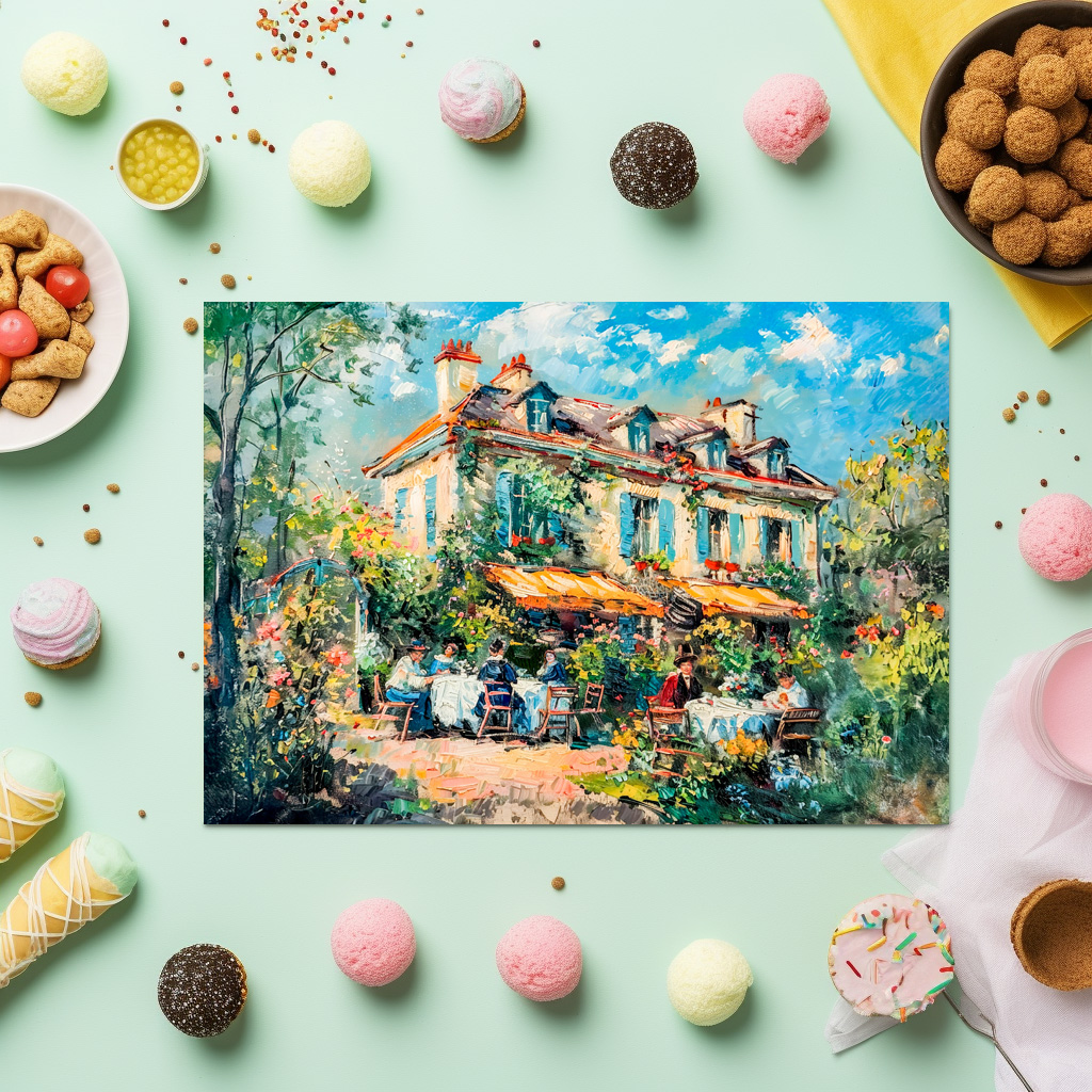 raxxa Premium-Tischset: House with garden tables and people - Image 3