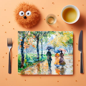 raxxa Premium-Tischset: People with umbrellas in the park