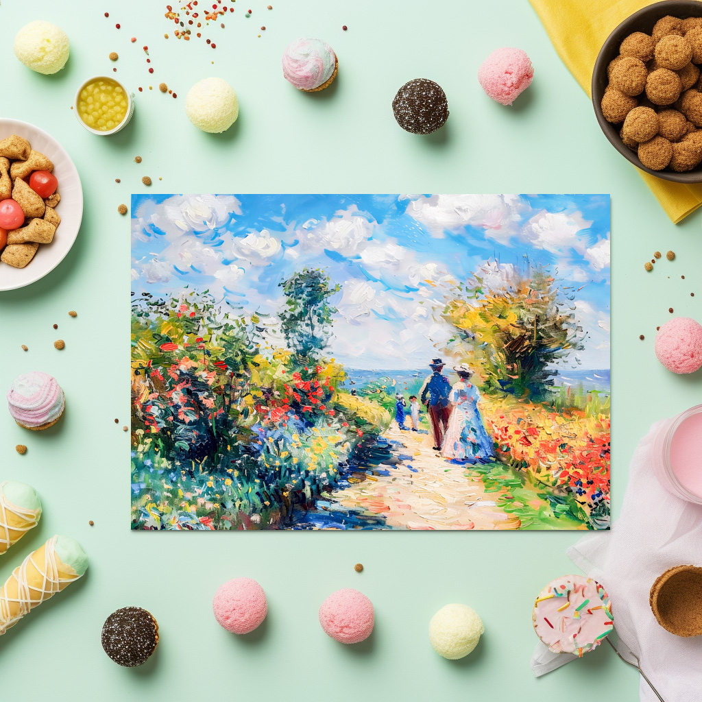 raxxa Premium-Tischset: Couple on garden path by the lake - Image 3