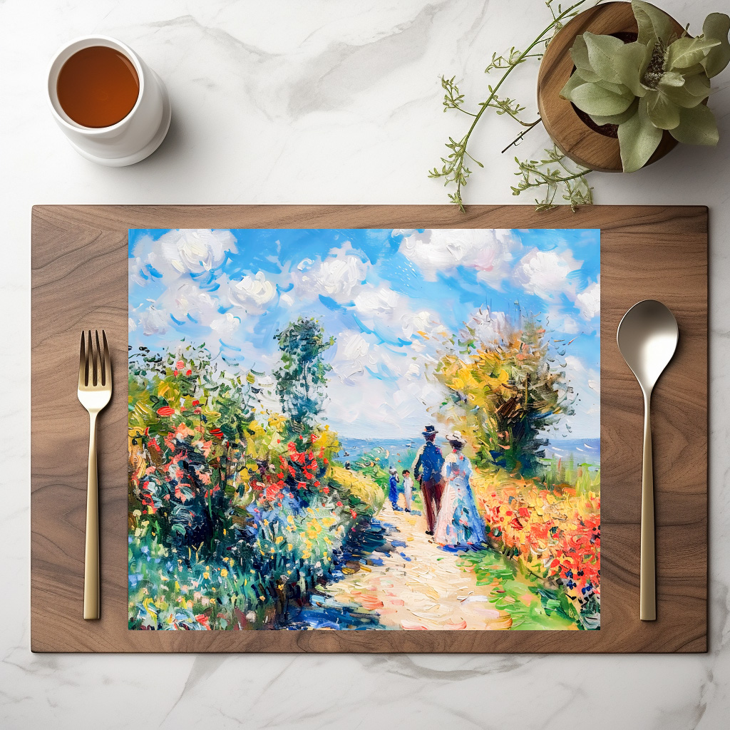 raxxa Premium-Tischset: Couple on garden path by the lake