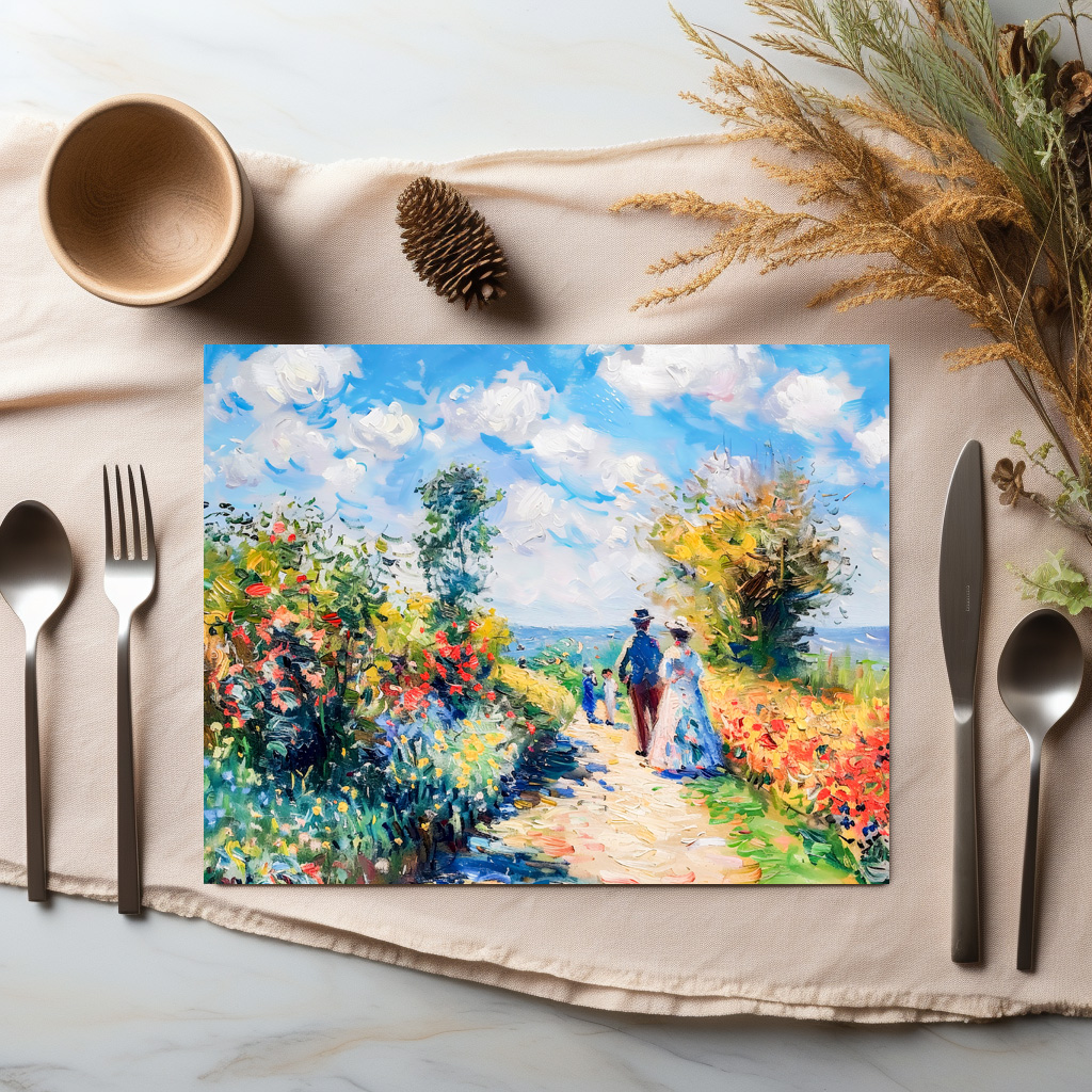 raxxa Premium-Tischset: Couple on garden path by the lake - Image 2