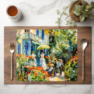 raxxa Premium-Tischset: Group of people in garden before a villa