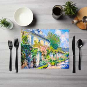 raxxa Premium-Tischset: Impressionist roses on summer house wall