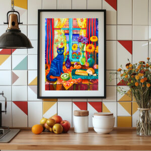 Poster: Cat on Kitchen Table by Window
