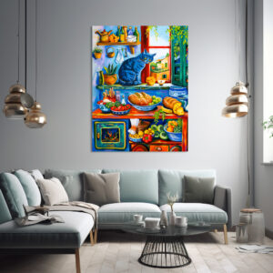 Poster: Cat Looking Out Kitchen Window