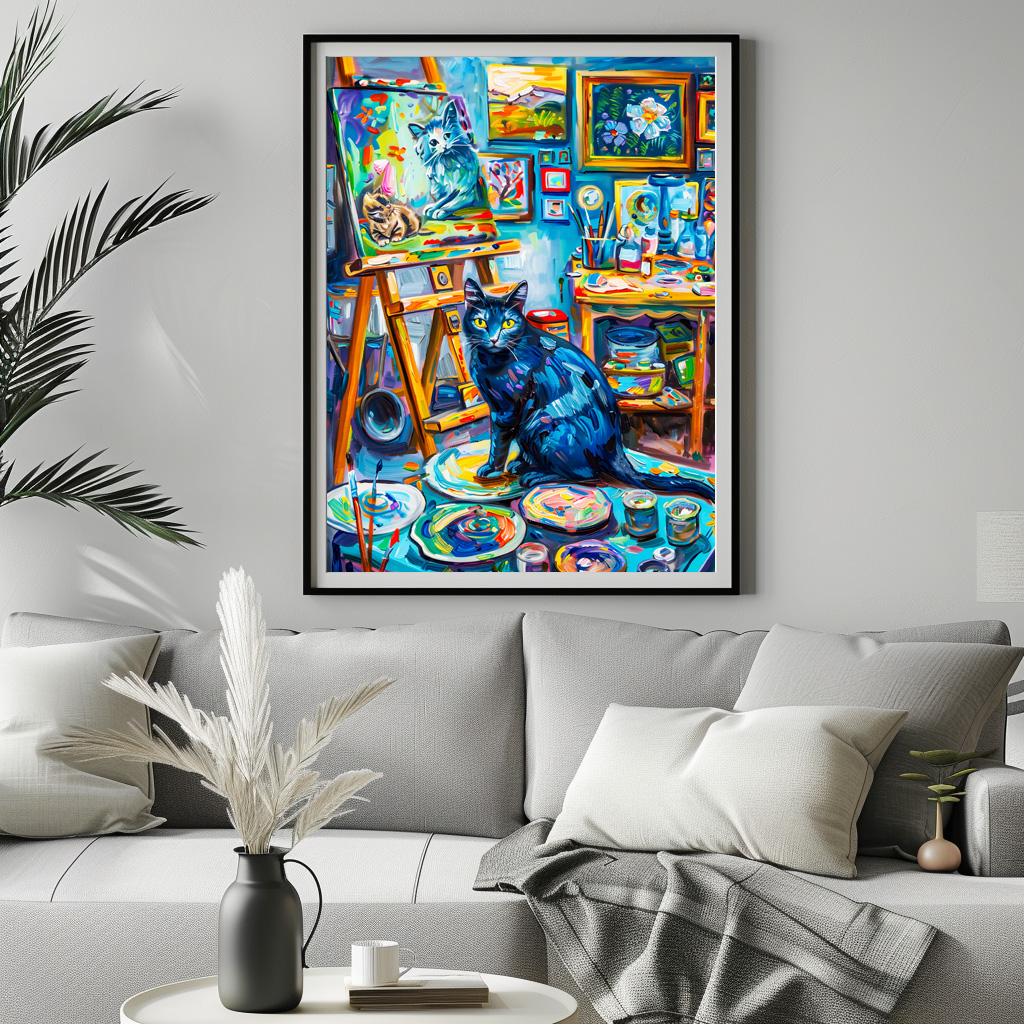 Poster: Cat sitting in Painters Studio – Image 3