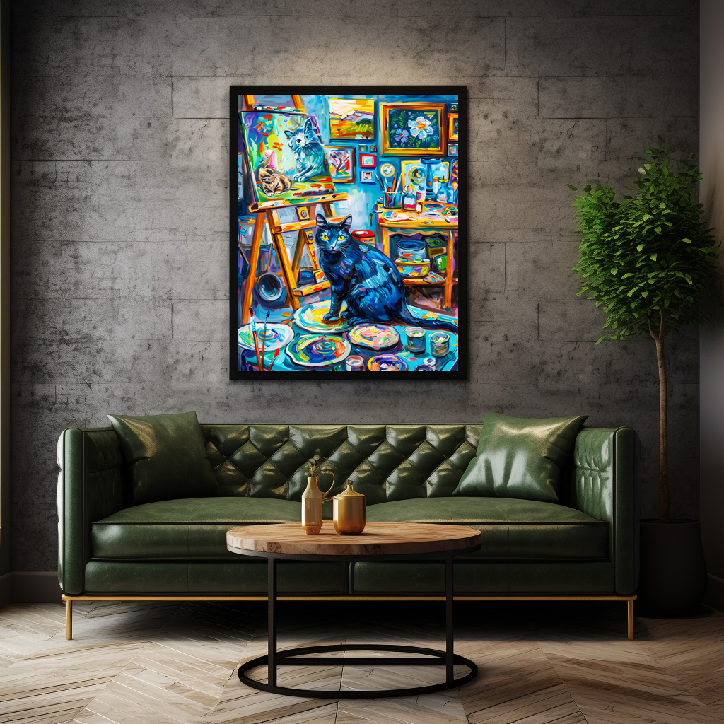 Poster: Cat sitting in Painters Studio