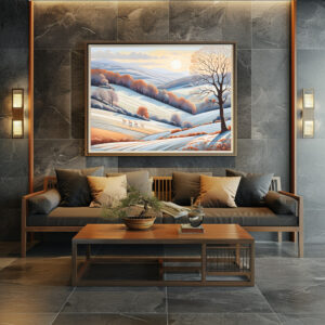 Poster: Pastel Watercolor Sunny Winter Landscape