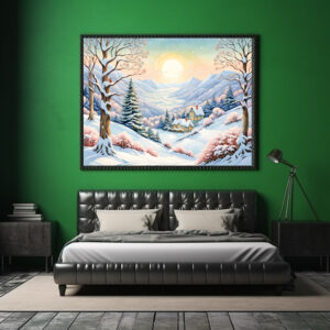Poster: Pastel Watercolor Sunny Winter Landscape