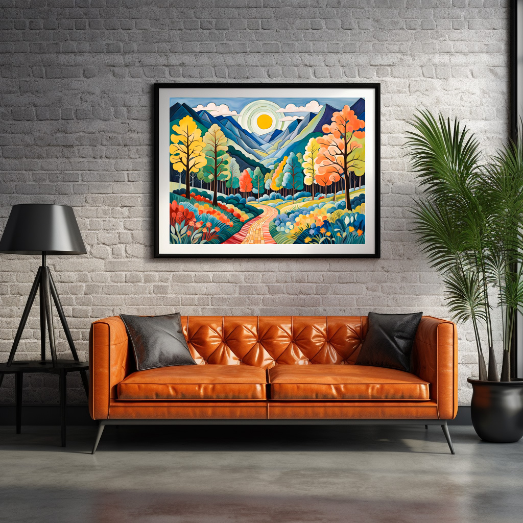 Poster: Mountainous Autumn Landscape with Trail