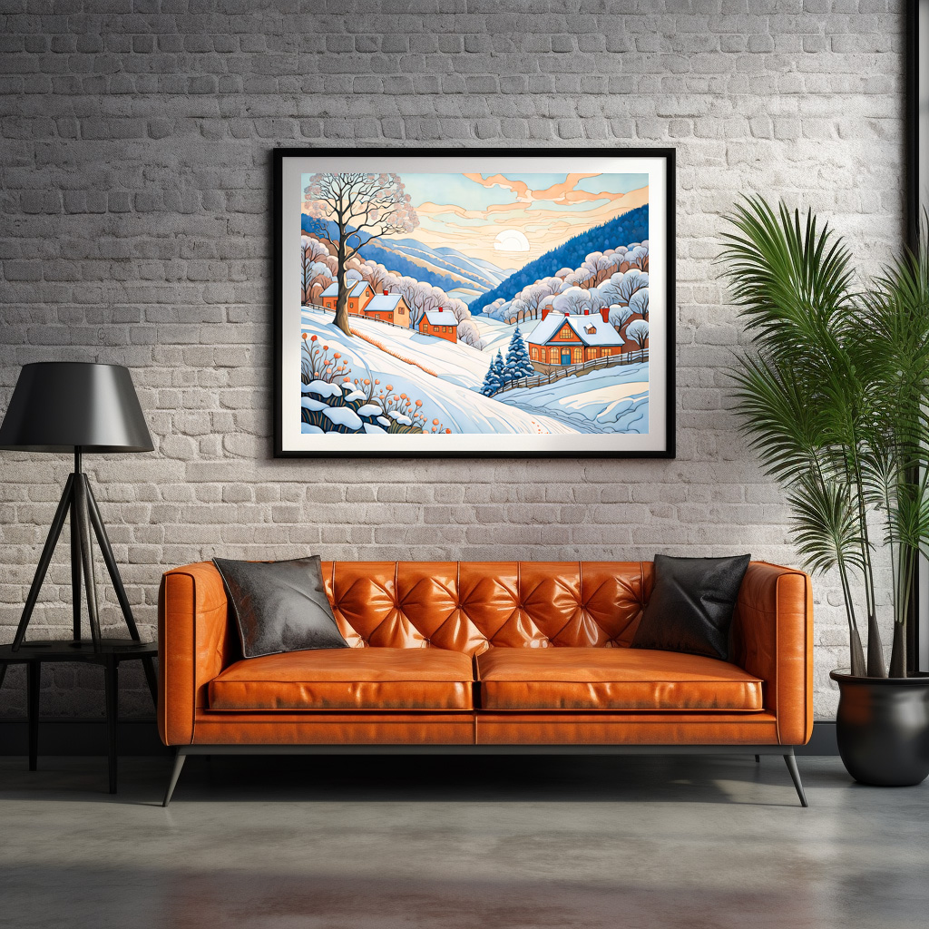 Poster: Winter Mountain Village in Morning Sun – Image 2