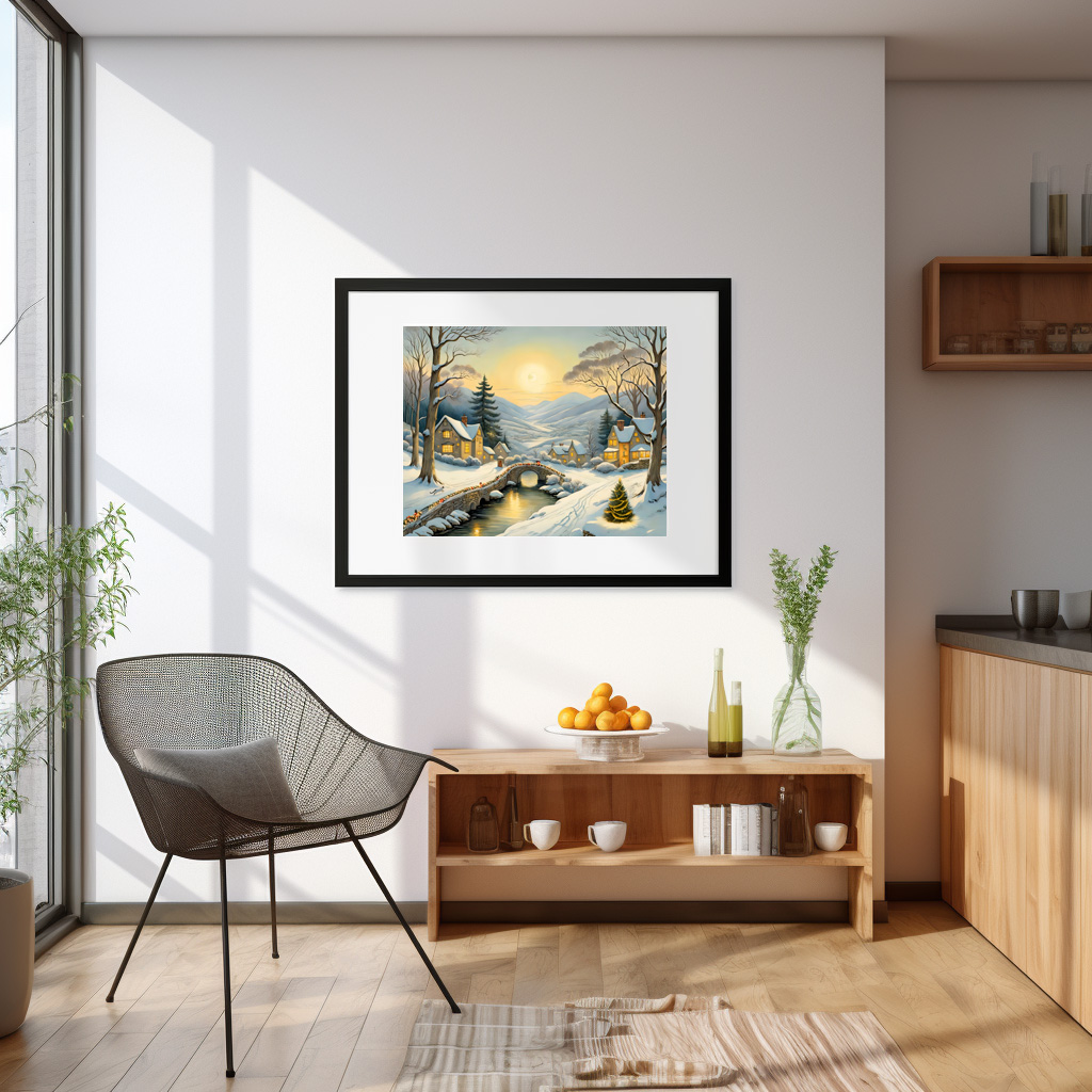 Poster: Idyllic Christmas Village with River and Bridge - immagine 3