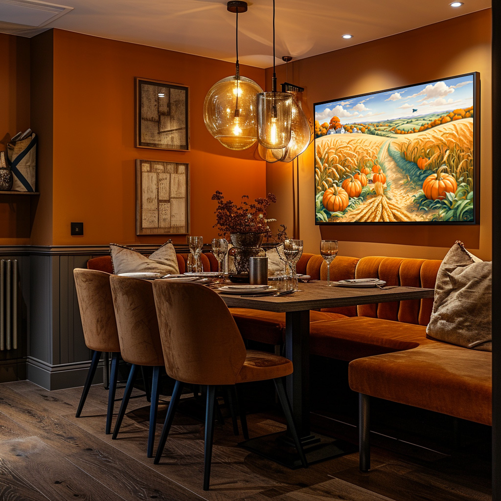 Poster: Hilly Landscape with Wheat Field and Pumpkins - Imagen 3