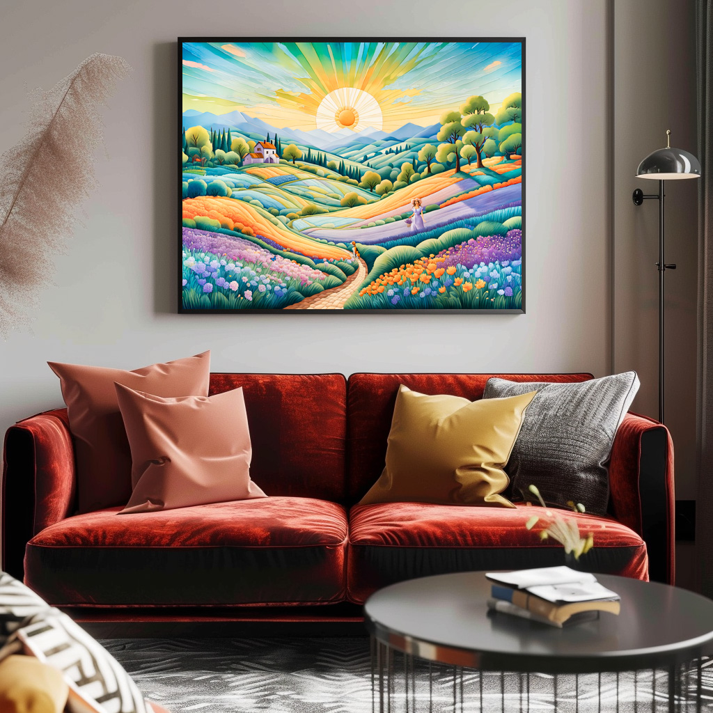 Poster: Summer Hillside with Lavender and Flower Fields – Image 3