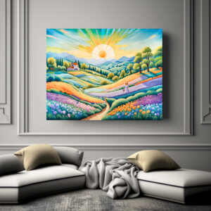 Poster: Summer Hillside with Lavender and Flower Fields