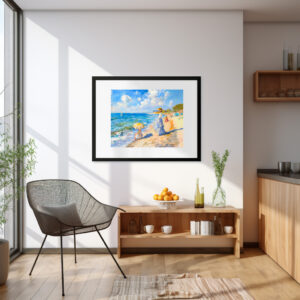 Poster: Woman with Parasol at the Beach Impressionism