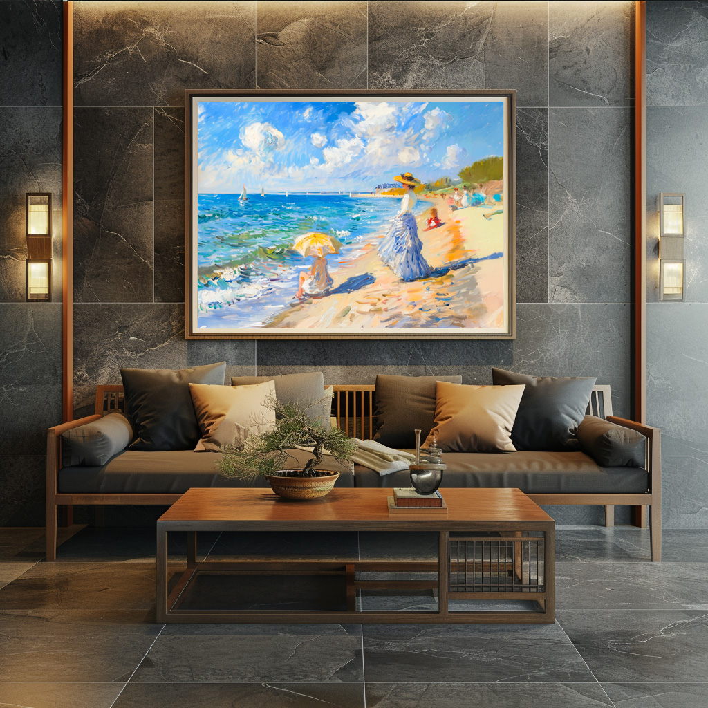 Poster: Woman with Parasol at the Beach Impressionism - Image 2