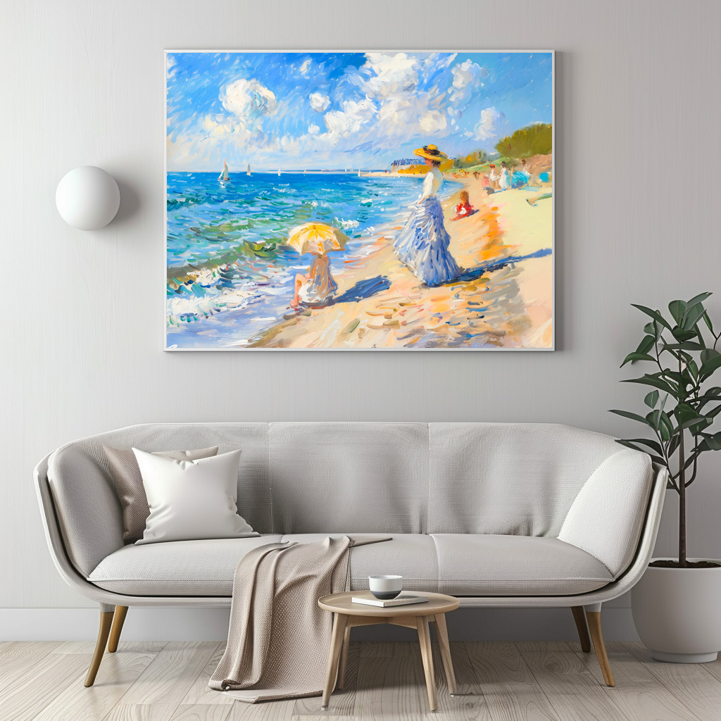 Poster: Woman with Parasol at the Beach Impressionism - Image 3