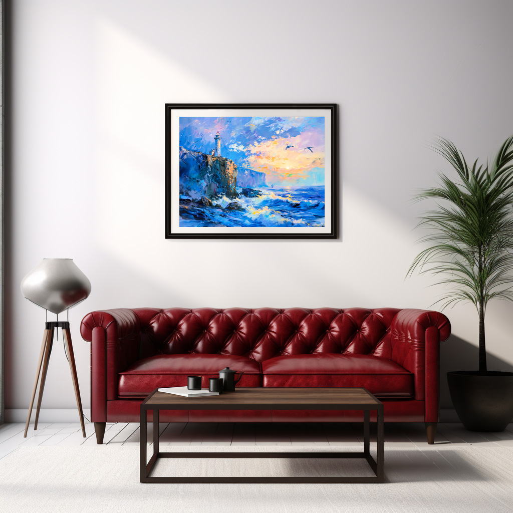 Poster: Lighthouse on Rocky Coast Impressionist Seascape – Image 2