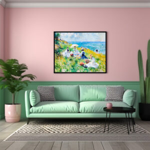 Poster: Picnic by the Sea Impressionist Artwork