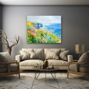 Poster: Wildflowers by the Cliff Impressionist Coastline