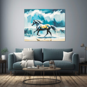 Poster: Wild Horse Running Along the Shore