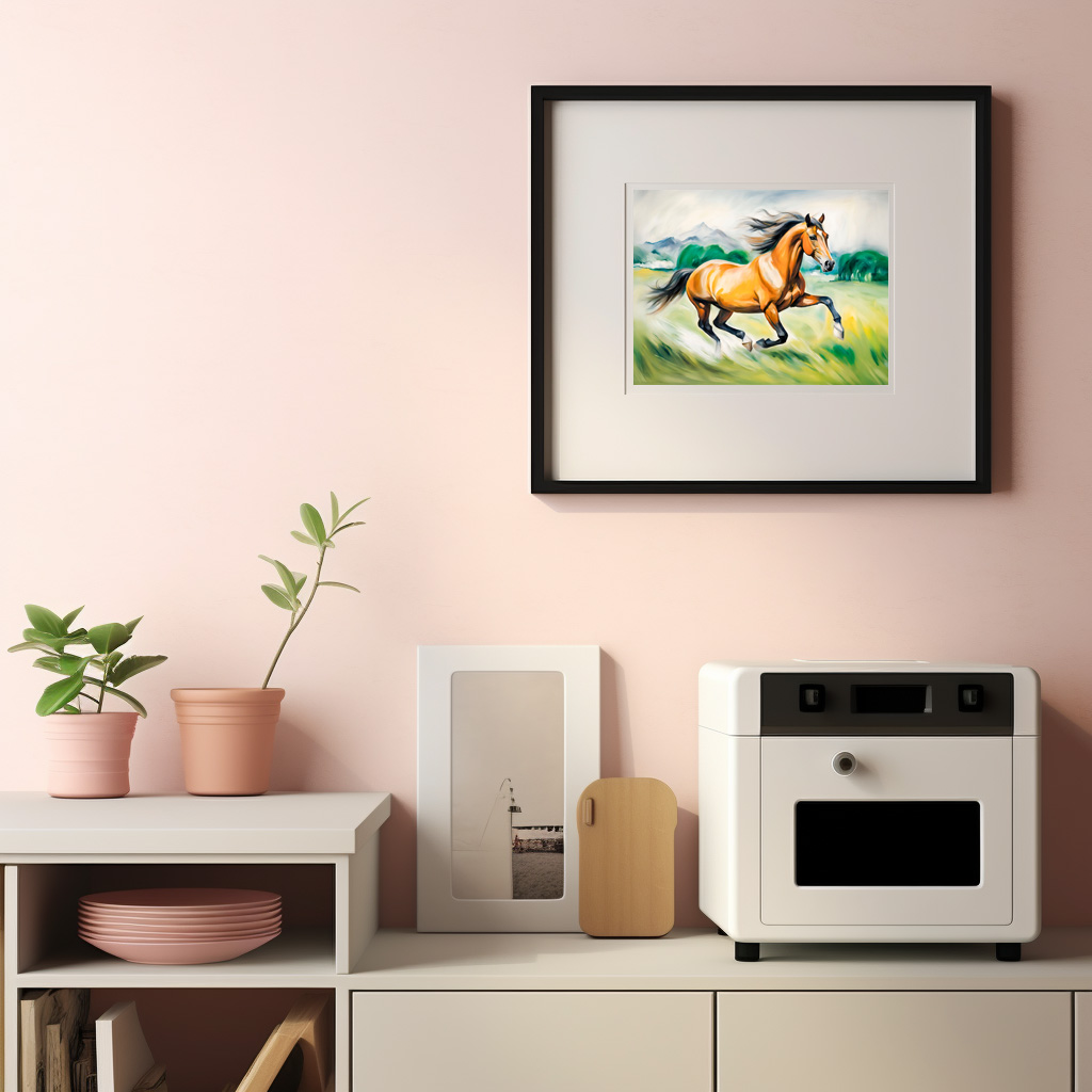 Poster: Brown Horse Running Across a Meadow - Imagen 2