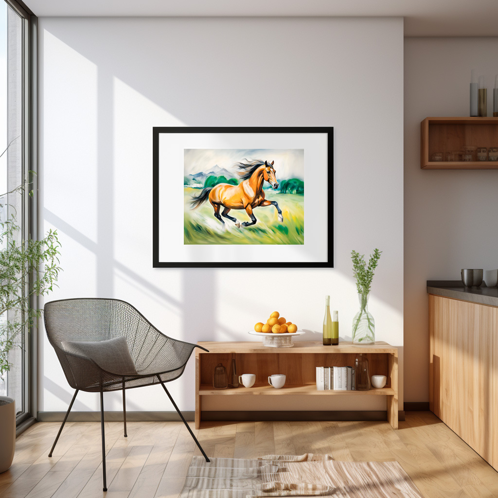 Poster: Brown Horse Running Across a Meadow - Imagen 3