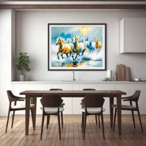 Poster: Chestnut Horses Running Through Shallow Seaild