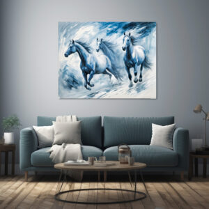 Poster: Wild Horses Running Through Waves