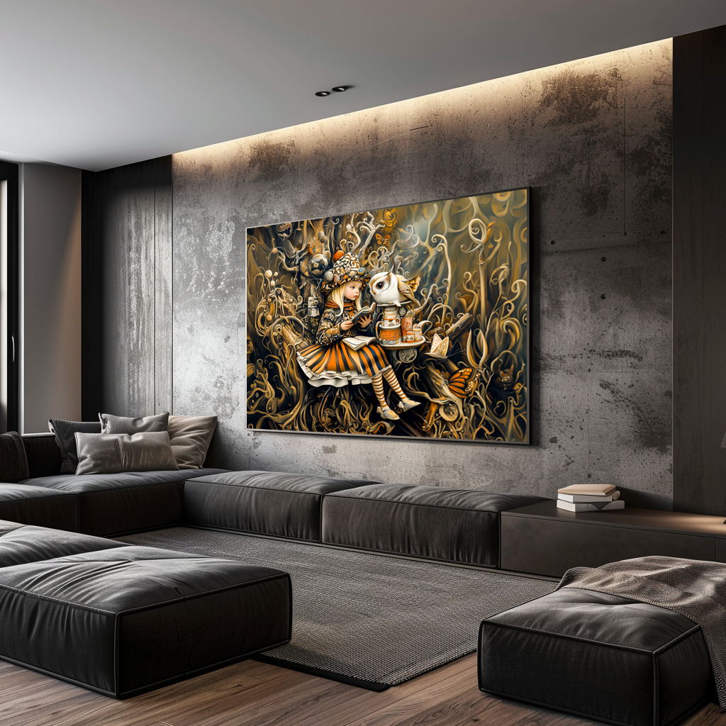 Poster: Little Girl with Owl in a Tree Root House - Image 2