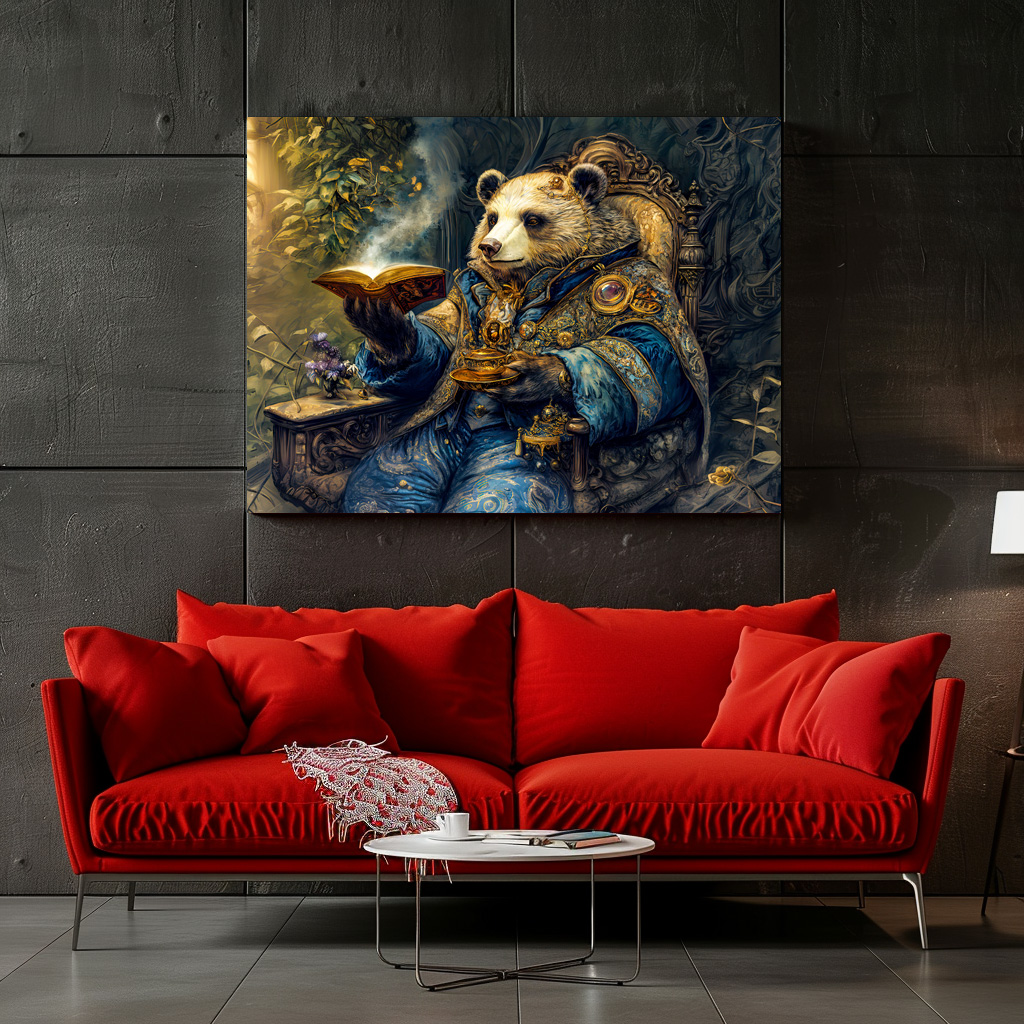 Poster: Bear with Magical Book and Teacup