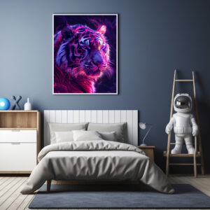 Poster: Purple Red Neon Tiger Cosmic Glow