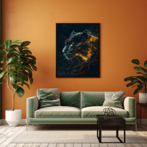 Poster: Orange Neon Black Panther Light