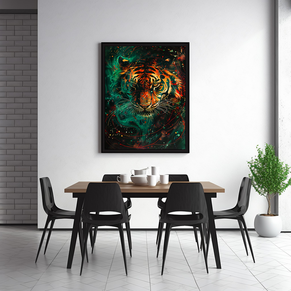 Poster: Cosmic Neon Green Tiger Light Trails - Imagen 3