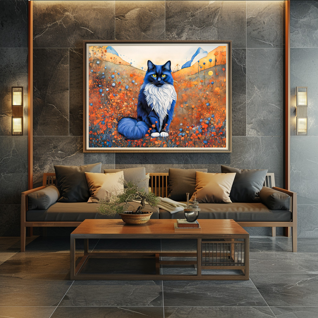 Poster: Watercolor Black Cat in Poppy Field – Image 3