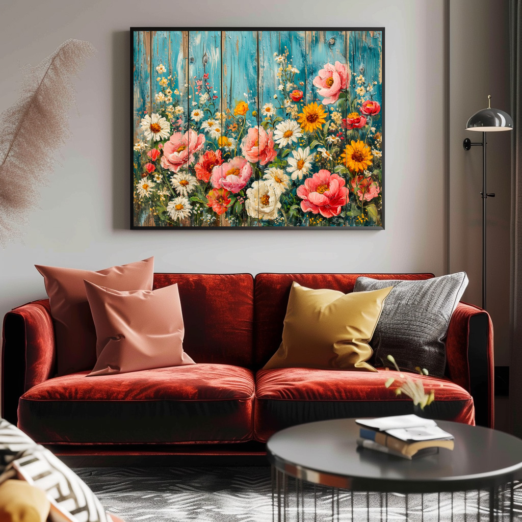 Poster: Summer Garden Mix on Turquoise Fence - immagine 2