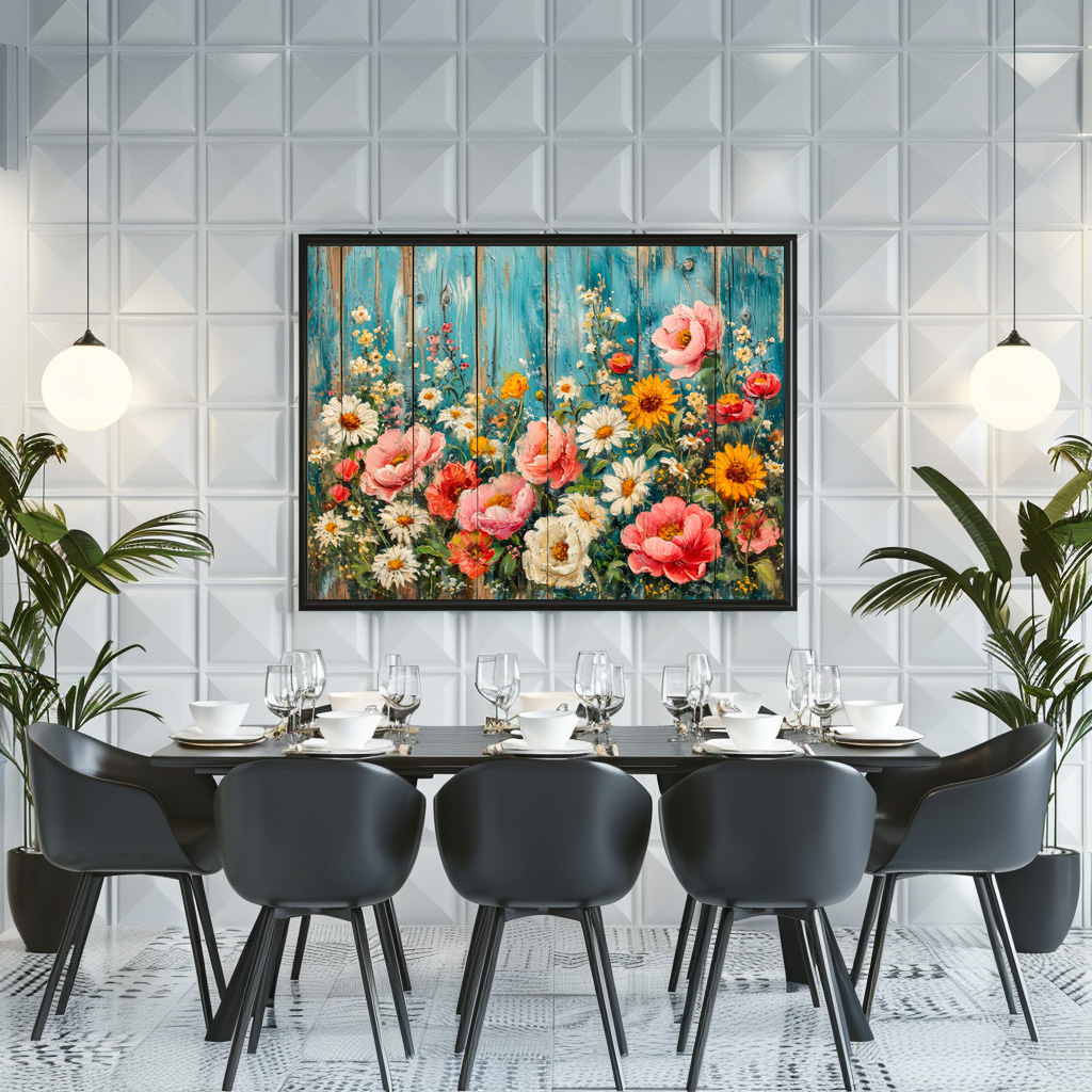 Poster: Summer Garden Mix on Turquoise Fence - immagine 3