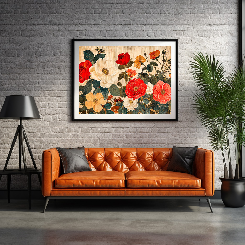 Poster: Wild Rose Mix on Weathered Wood