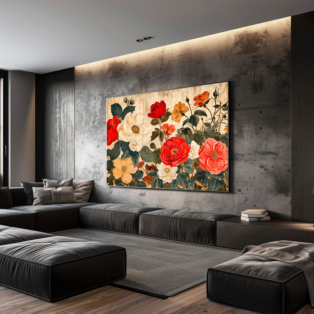 Poster: Wild Rose Mix on Weathered Wood - Imagen 3