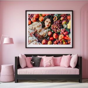 Poster: Woman with apples and grapes